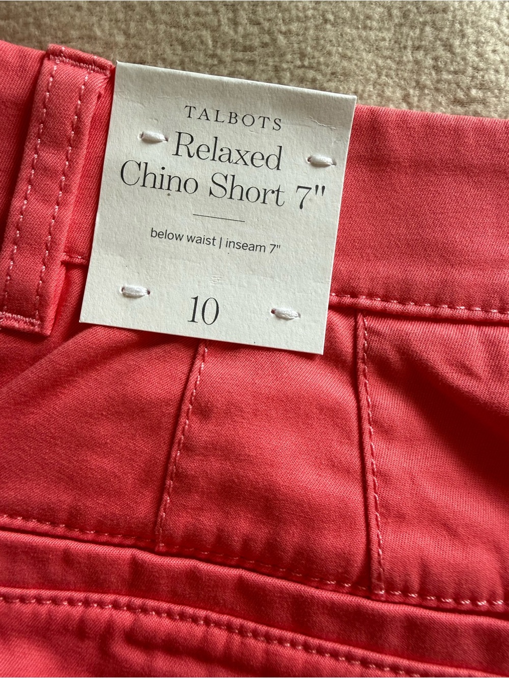 Talbots Coral Pink Chino Shorts - Bright Pink Tailored Style - Picture 6 of 6